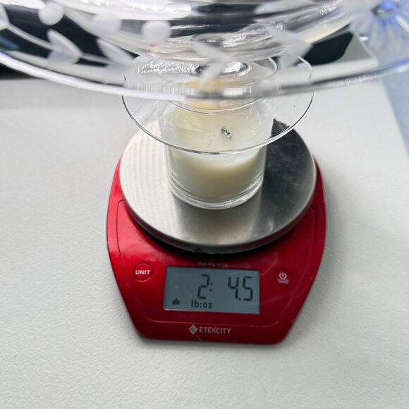 Vintage Etched Glass Pedestal Compote Bowl With Floral Design Clear Glass 6" Wid - Picture 7 of 9